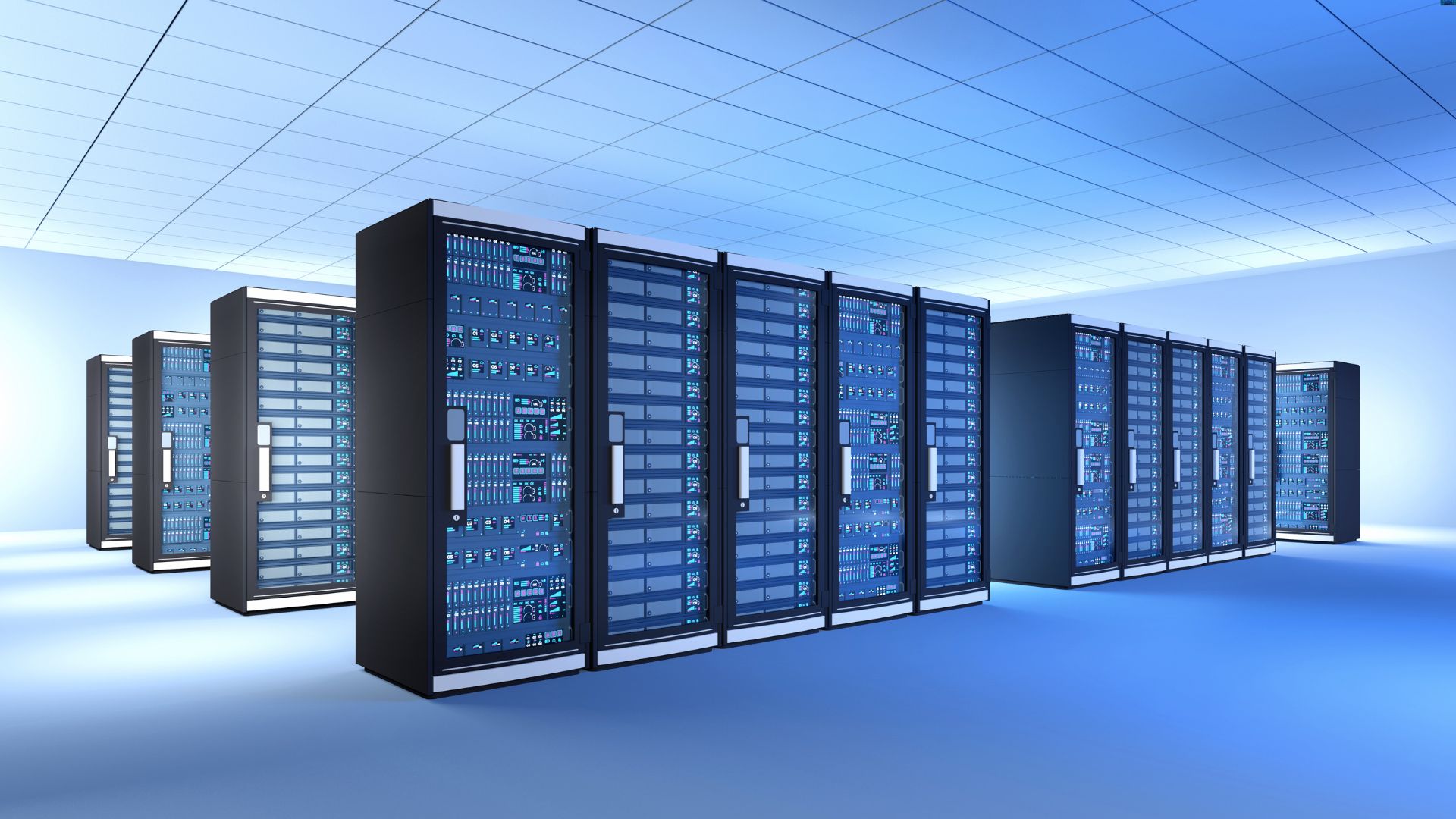 Rows of data center cabinets