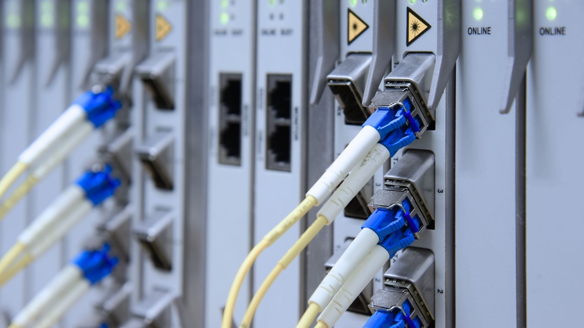Cables plugged in to servers